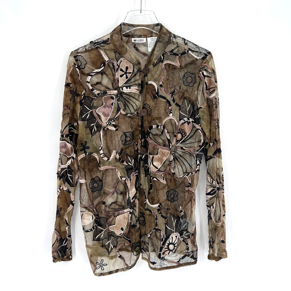 Vtg Units Sheer Jacket Womens S‎ Floral Forest Fairy Grunge Y2K Artsy Boho